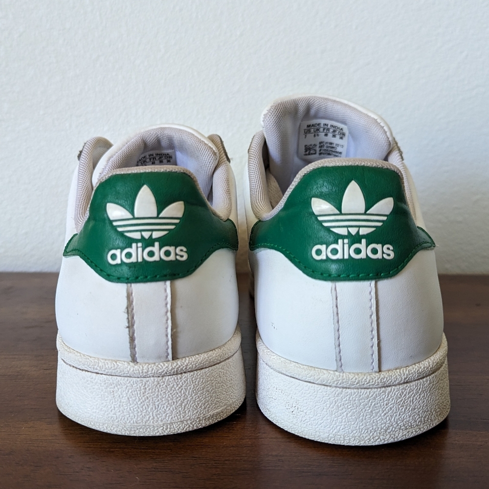 Adidas Superstar Original Men's Sneakers Cloud White Green Stripes Size 7 - Picture 3 of 11